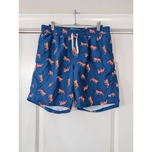 Tipsy Elves Tiger Swim Trunks men's large blue orange short‎ Pull on novelty